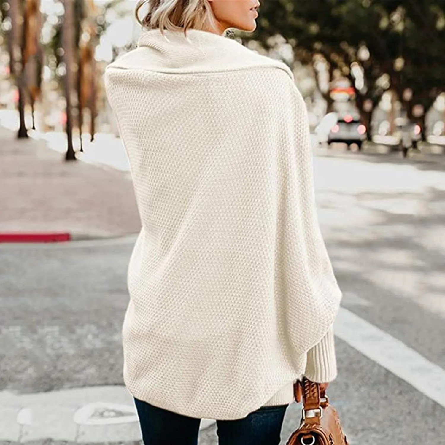 XUNRYAN Womens Winter Dolman Sweaters Cardigans Open Front Chunky Knit Lightweight Jackets Fall Casual Coats Outerwear