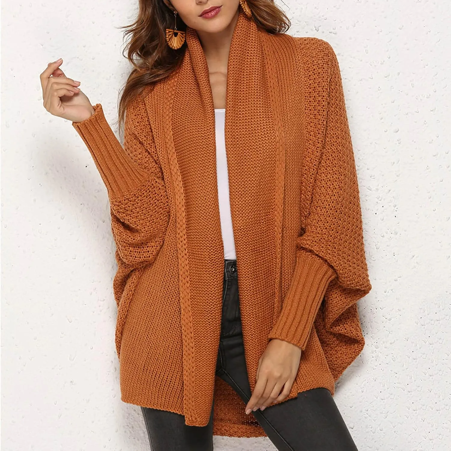 XUNRYAN Womens Winter Dolman Sweaters Cardigans Open Front Chunky Knit Lightweight Jackets Fall Casual Coats Outerwear