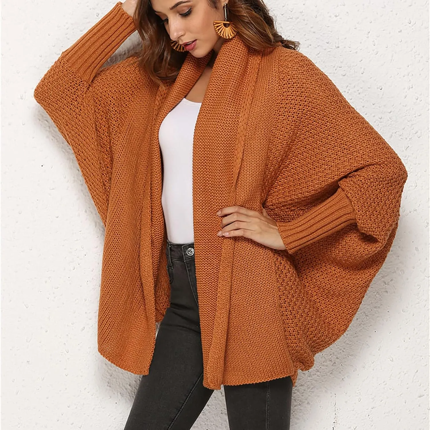 XUNRYAN Womens Winter Dolman Sweaters Cardigans Open Front Chunky Knit Lightweight Jackets Fall Casual Coats Outerwear