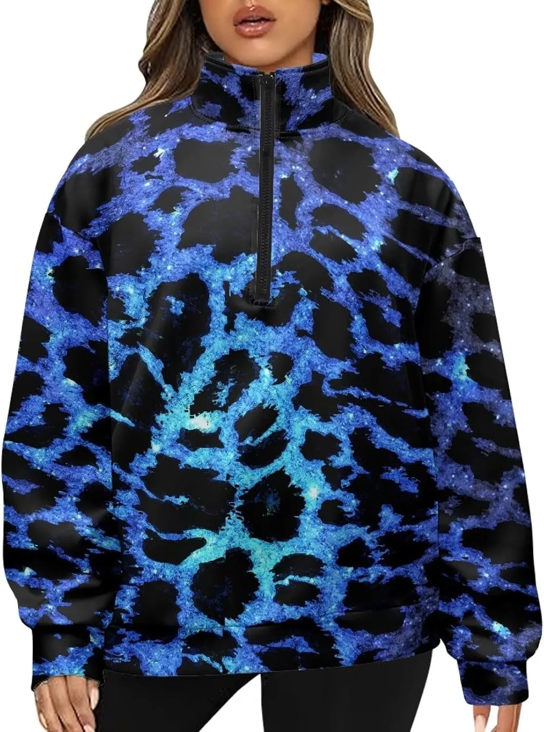 YEXIATODO Womens Half Zip Pullover Plus Size Sweatshirts Graphic Sweatshirts Workout Hoodies for Girls Teens S-3XL