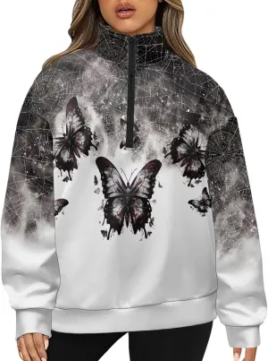 YEXIATODO Womens Half Zip Pullover Plus Size Sweatshirts Graphic Sweatshirts Workout Hoodies for Girls Teens S-3XL