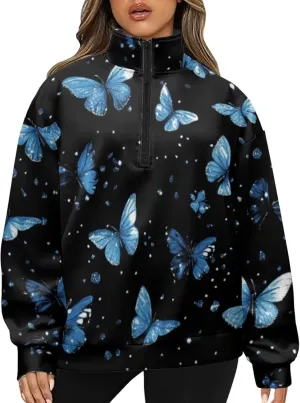 YEXIATODO Womens Half Zip Pullover Plus Size Sweatshirts Graphic Sweatshirts Workout Hoodies for Girls Teens S-3XL