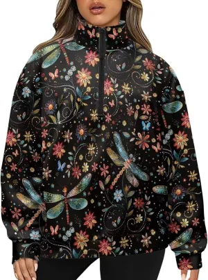 YEXIATODO Womens Half Zip Pullover Plus Size Sweatshirts Graphic Sweatshirts Workout Hoodies for Girls Teens S-3XL