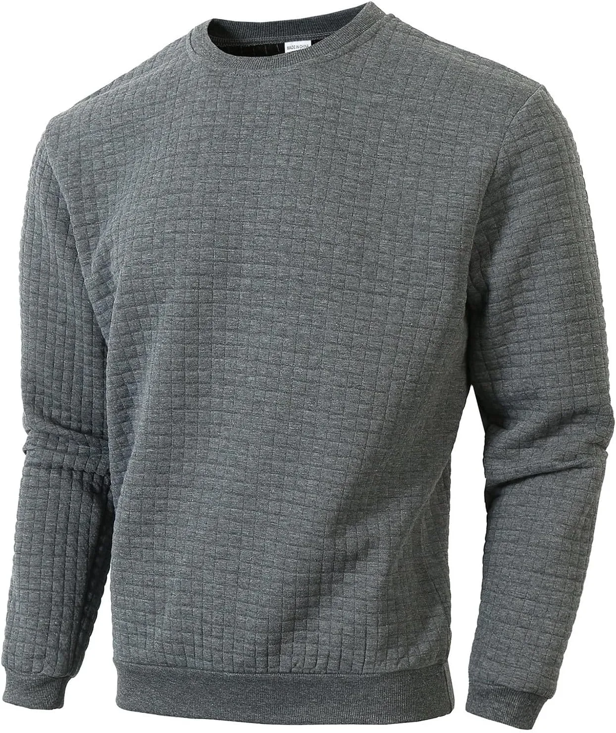Ymosrh Mens Athletic Sweatshirts Pullover Plaid Jacquard Long Sleeve Solid Color Casual Workout Sweat Shirts