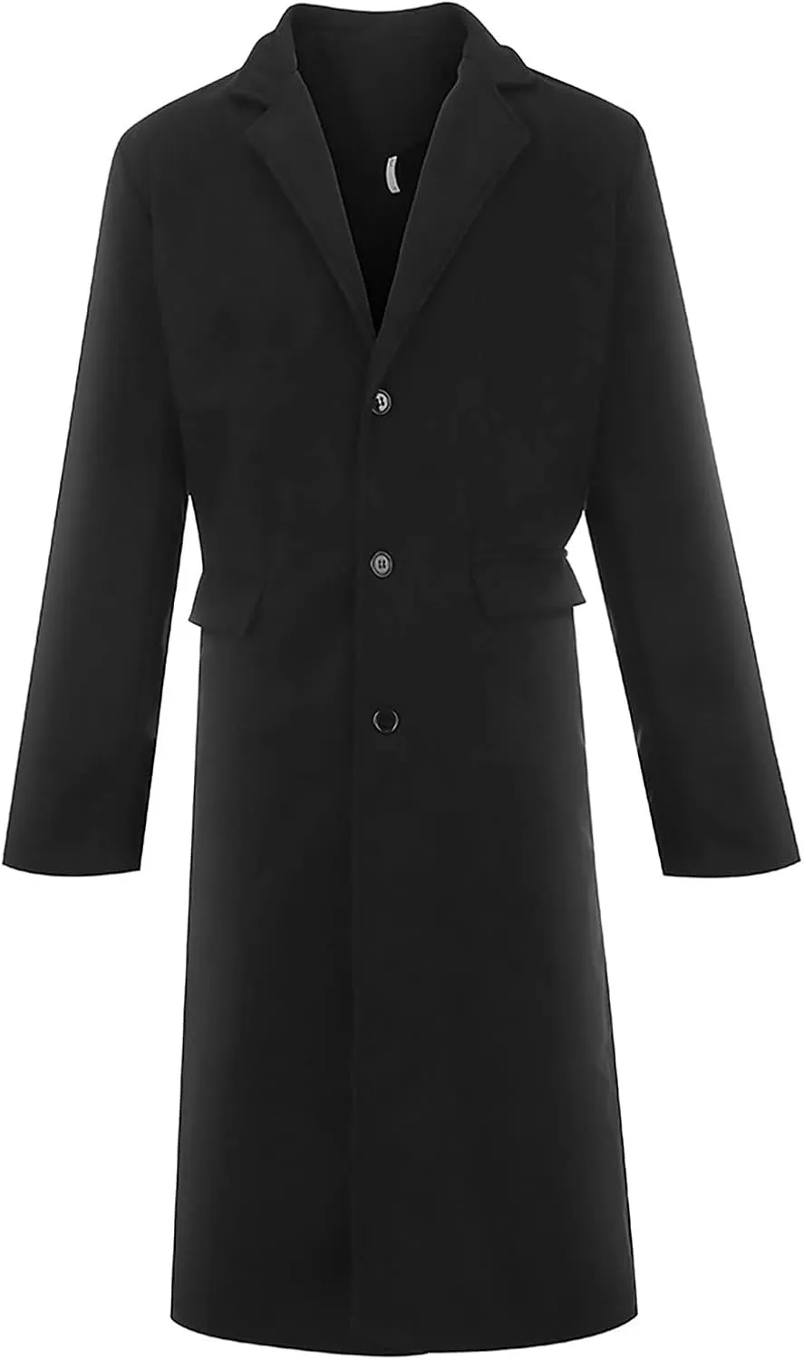Ymosrh Men's Fashion Trench Coat Single Breasted Notched Collar Casual Business Fall Winter Long Overcoats, L-3XL