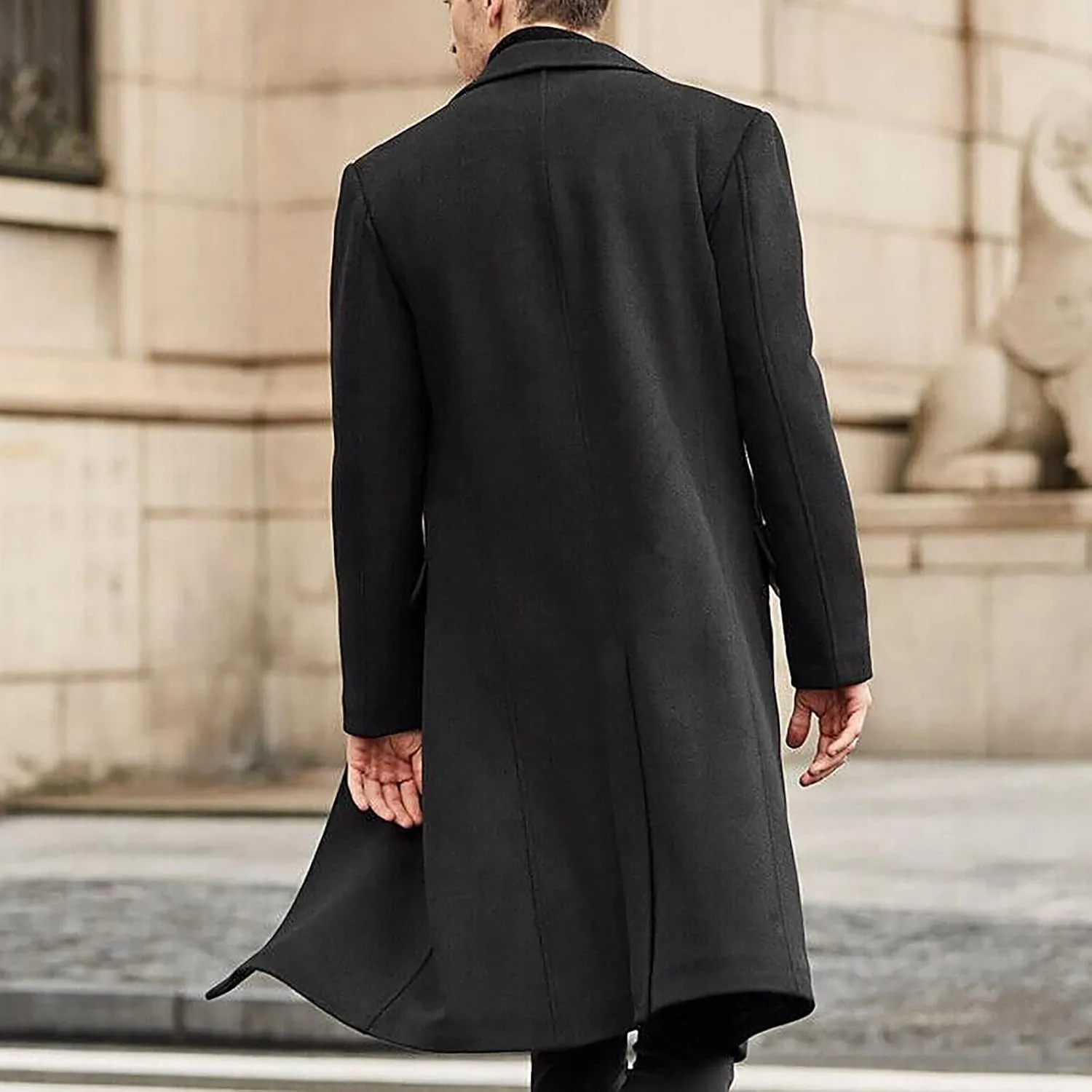 Ymosrh Men's Fashion Trench Coat Single Breasted Notched Collar Casual Business Fall Winter Long Overcoats, L-3XL