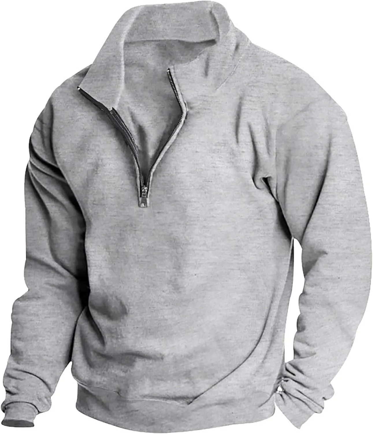 Ymosrh Men's Fashion Work Sweatshirts Quarter Zip Pullover Long Sleeve Athletic Workout Shirts Golf Polo Sweater, S-3XL