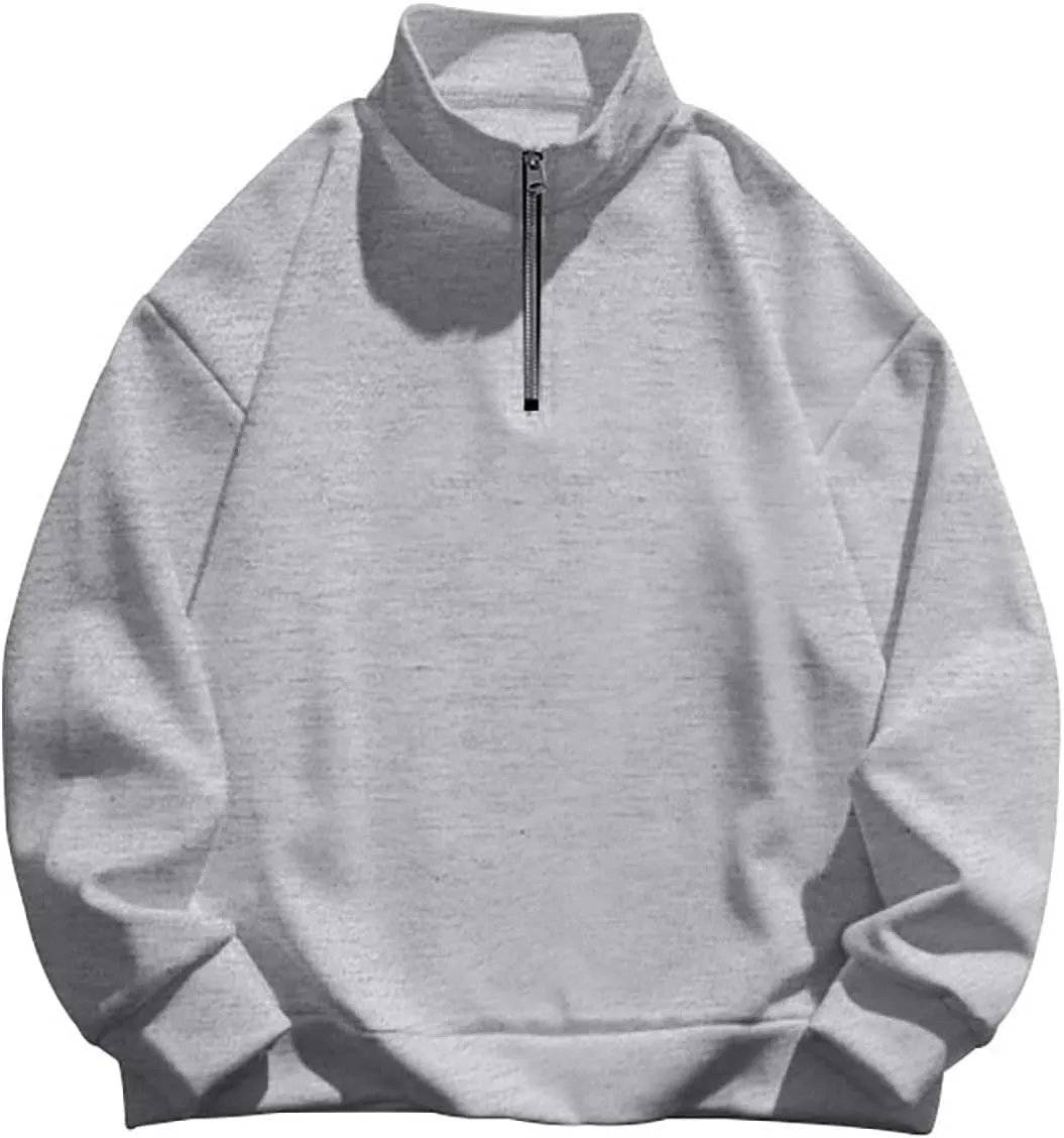 Ymosrh Men's Fashion Work Sweatshirts Quarter Zip Pullover Long Sleeve Athletic Workout Shirts Golf Polo Sweater, S-3XL