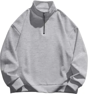 Ymosrh Men's Fashion Work Sweatshirts Quarter Zip Pullover Long Sleeve Athletic Workout Shirts Golf Polo Sweater, S-3XL