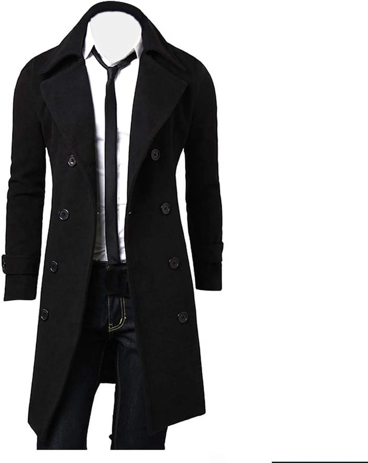 Ymosrh Mens Flannel Jacket Men Slim Stylish Trench Coat Double Breasted Long Jacket Coat Coats and Jackets Fashion