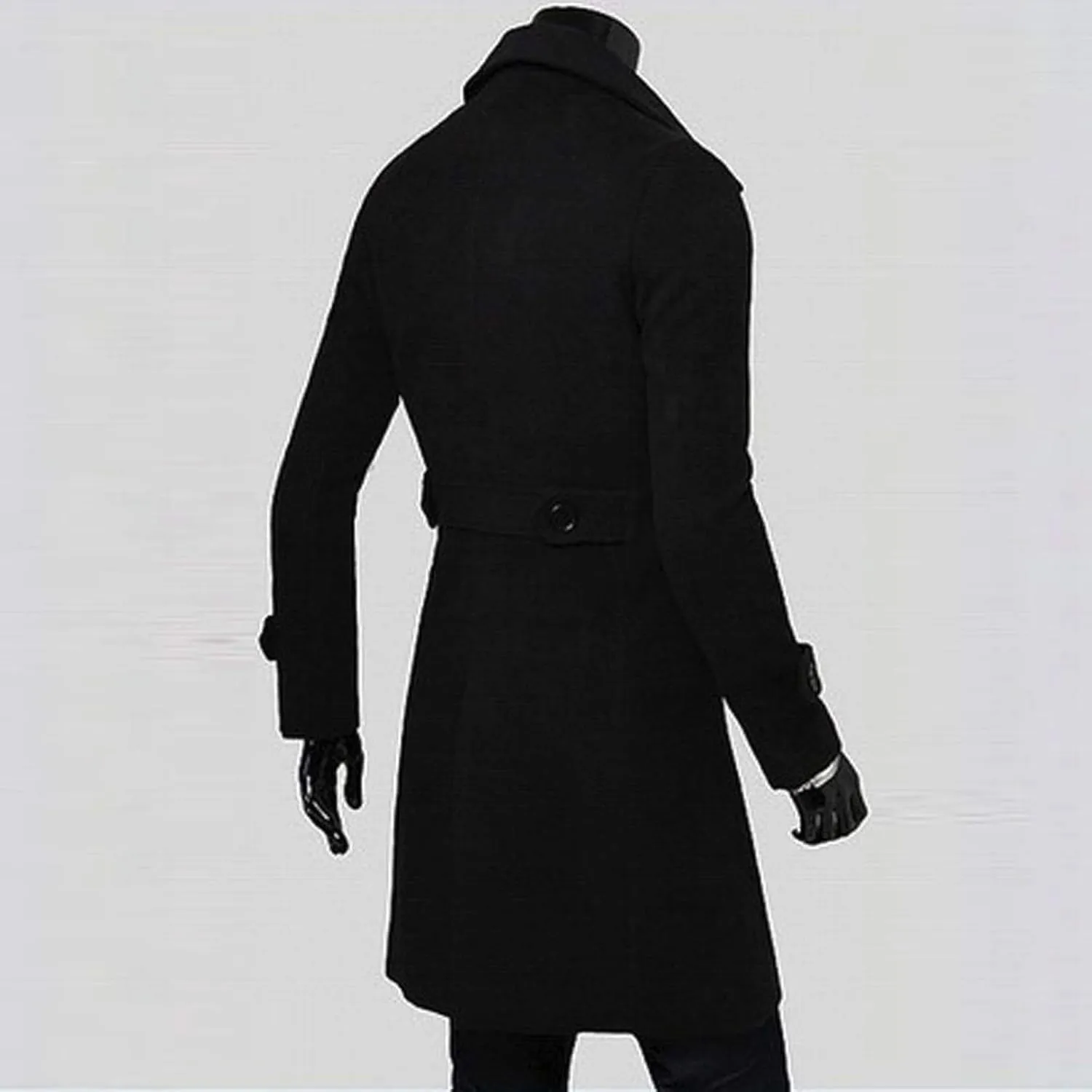Ymosrh Mens Flannel Jacket Men Slim Stylish Trench Coat Double Breasted Long Jacket Coat Coats and Jackets Fashion