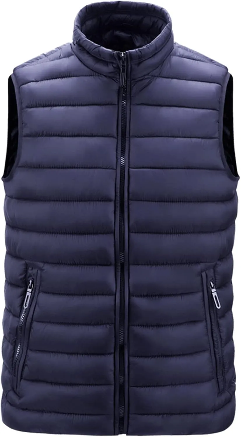 Ymosrh Men's Lightweight Puffer Jacket Packable Down Alternative Vest Jacket Hooded Windproof Winter Coat Jackets, M-6XL