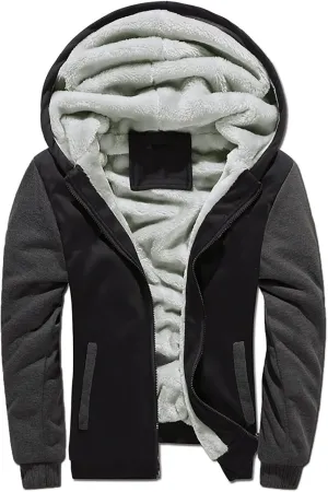Ymosrh Men's Sweatshirt Zip Up Hoodie Fleece Lined Pullover Sweatshirts Casual Jacket Coat Sweatshirts, S-5XL