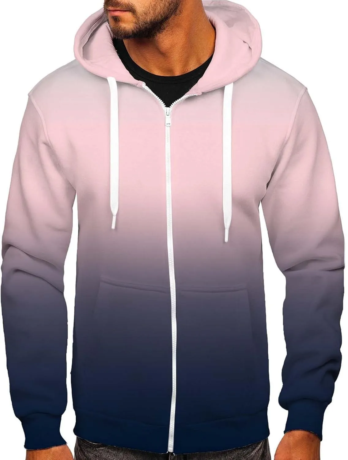 Ymosrh Men's Sweatshirts Casual Zip Up Hoodies Pullover Long Sleeve Hooded Sweatshirts Fashion Hoodies &, XL-6XL
