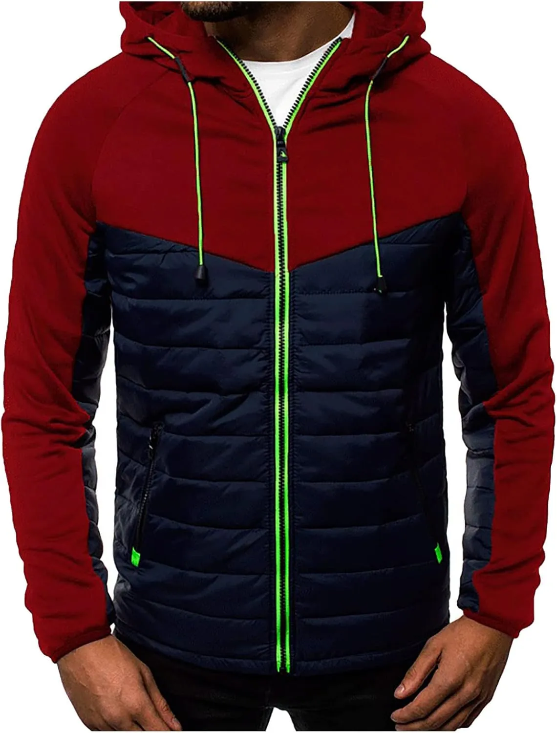Ymosrh Men's Winter Jacket Down Jacket Puffer Packable Lightweight Windproof Insulated Warm Coat with Hood Jacket, M-3XL