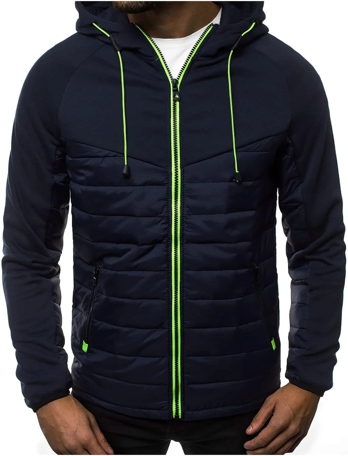 Ymosrh Men's Winter Jacket Down Jacket Puffer Packable Lightweight Windproof Insulated Warm Coat with Hood Jacket, M-3XL