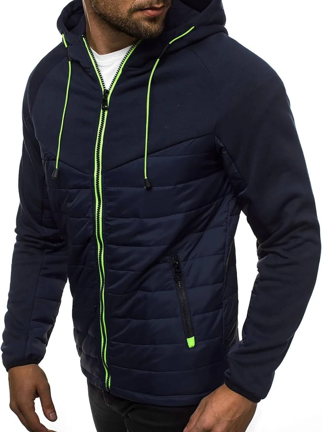 Ymosrh Men's Winter Jacket Down Jacket Puffer Packable Lightweight Windproof Insulated Warm Coat with Hood Jacket, M-3XL