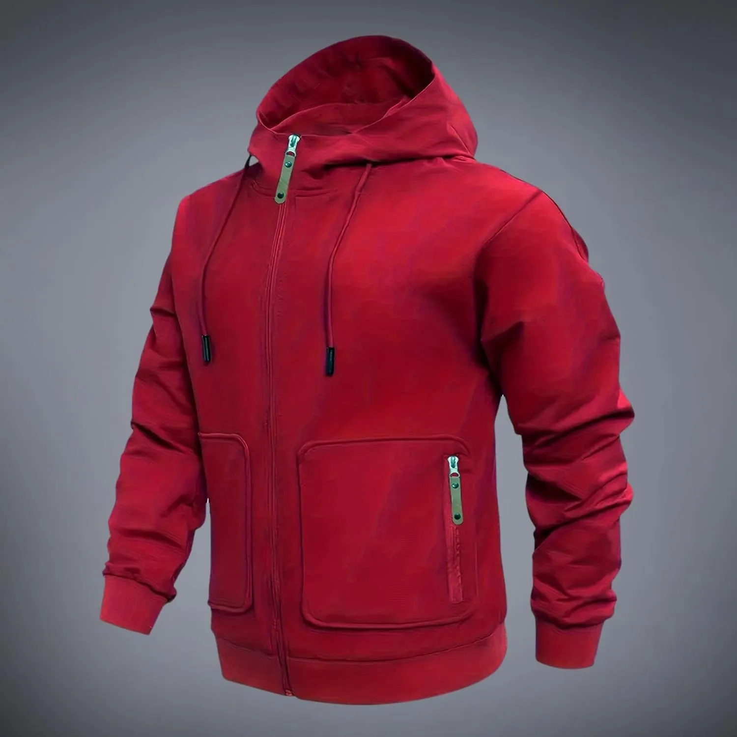 Zip Hoodies for Men Casual Long Sleeve Big Pockets Athletic Sweatshirt Chunky Warm Winter Jogging Workout Jacket Coat