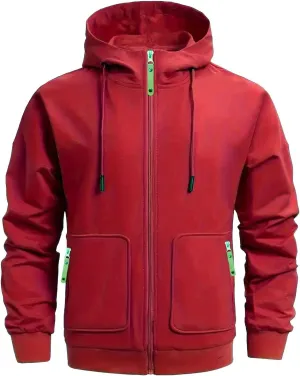 Zip Hoodies for Men Casual Long Sleeve Big Pockets Athletic Sweatshirt Chunky Warm Winter Jogging Workout Jacket Coat