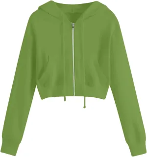Zip Up Hoodies for Women Cropped Sweatshirts Fleece Jackets Fall Outfits Casual Hooded Sweatshirts Y2k Pulloveer Tops