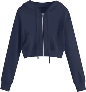 Zip Up Hoodies for Women Cropped Sweatshirts Fleece Jackets Fall Outfits Casual Hooded Sweatshirts Y2k Pulloveer Tops