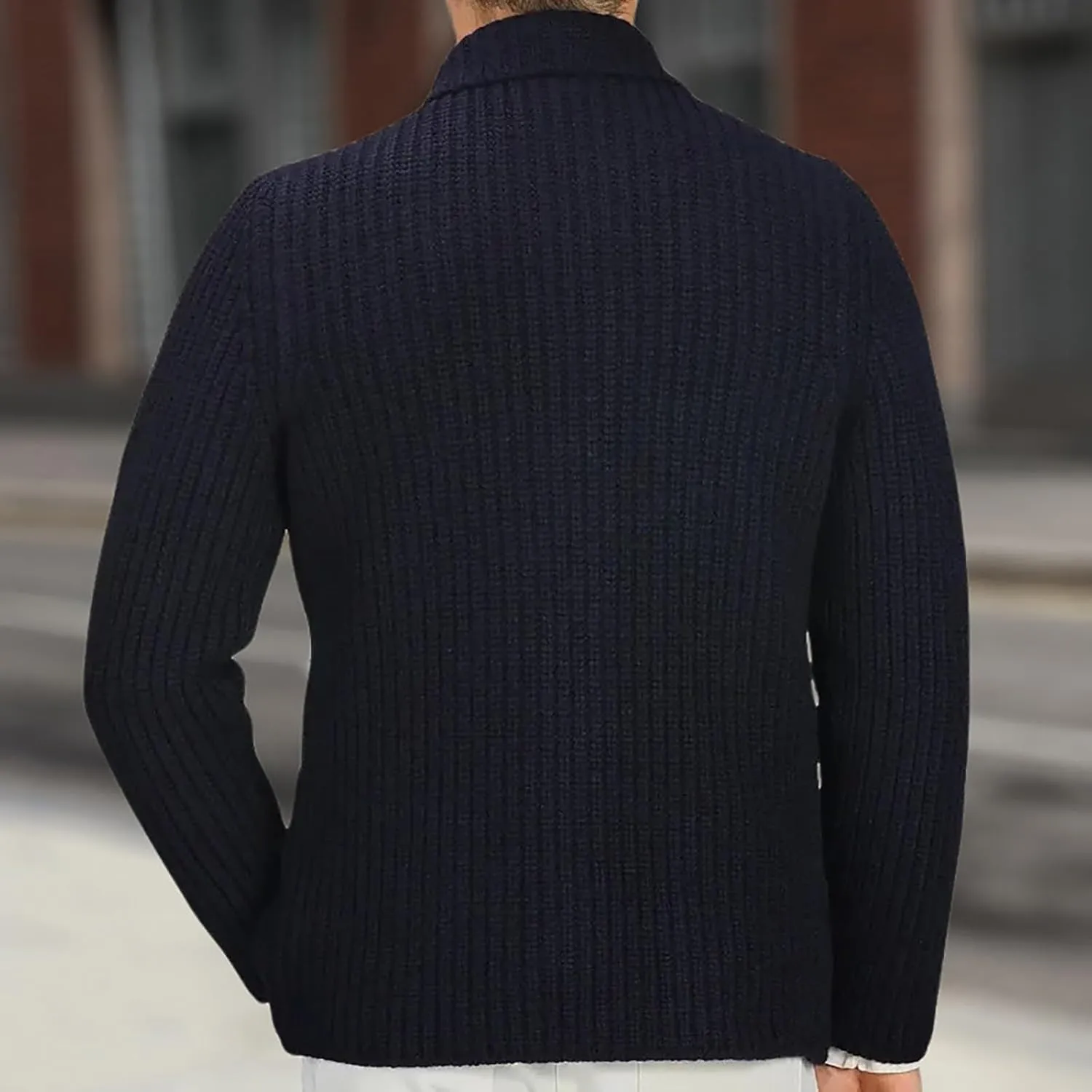 ZYXTIM Mens Chunky Knit Cardigan Sweater Cable Kniited Open Front Warm Winter Jackets Button Down Lapel Casual Coats Big&Tall